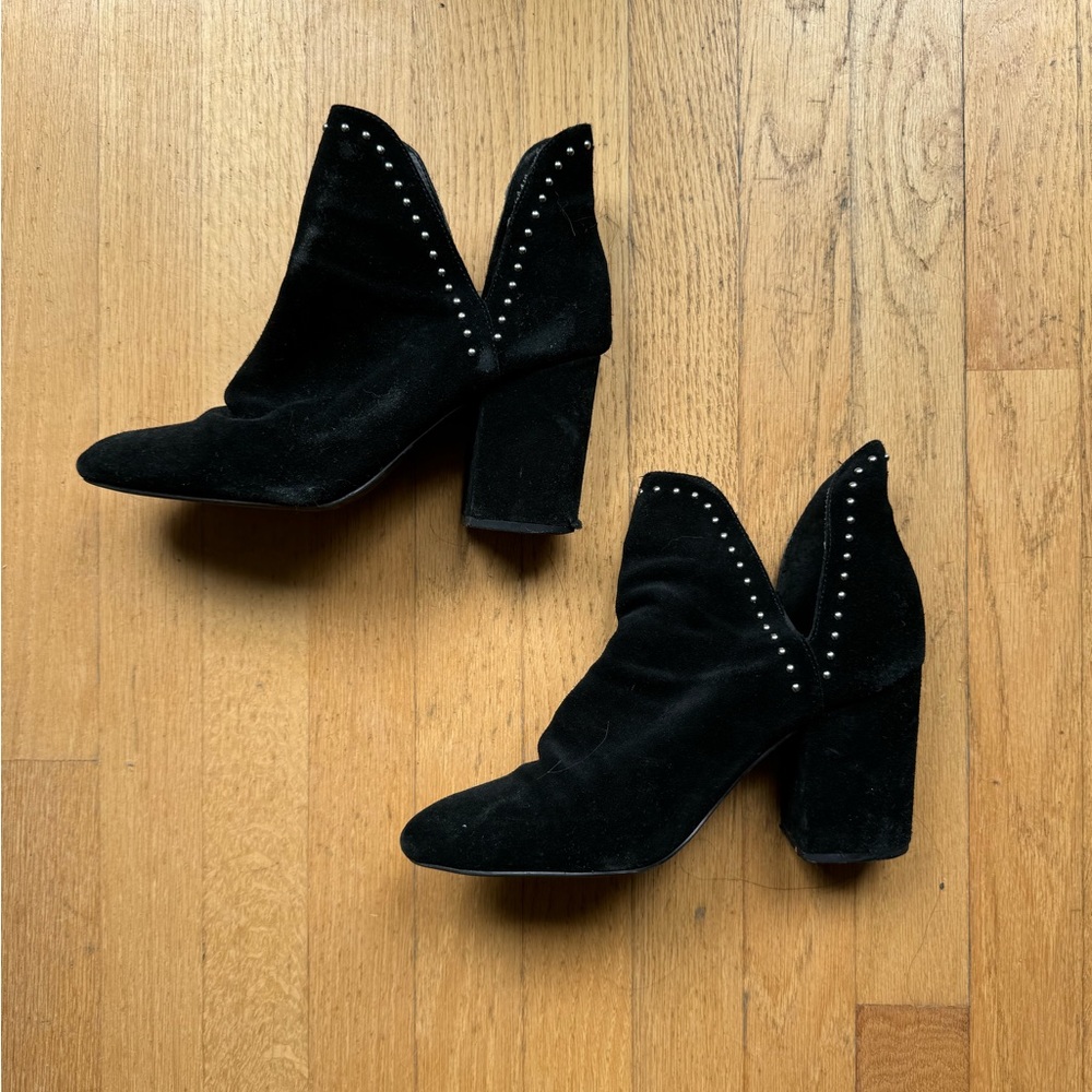 Steve Madden Black Perla Studded Suede Ankle Boots